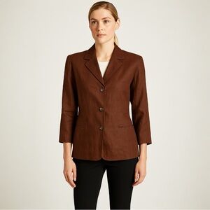 KATE HILL - Tequila Sun Rise Brown Linen Blazer
